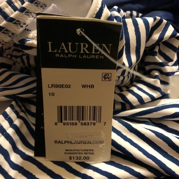 LAUREN Ralph Lauren Striped Back Lace One Piece - Picture 5 of 6
